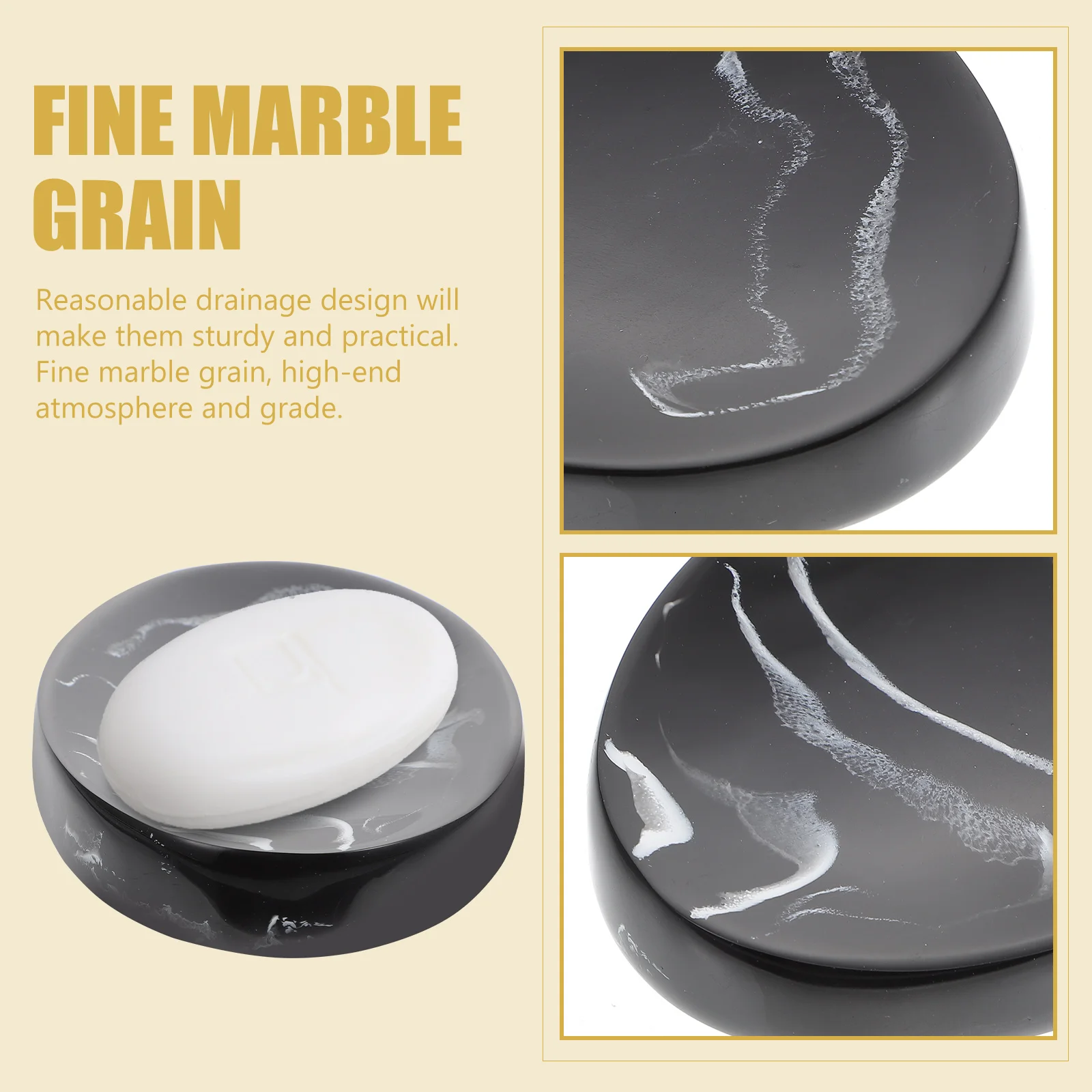 

Marble Pattern Soap Holder Resin Lightweight Portable Drainage Design Nordic Style Home Use Soap Storage Tray