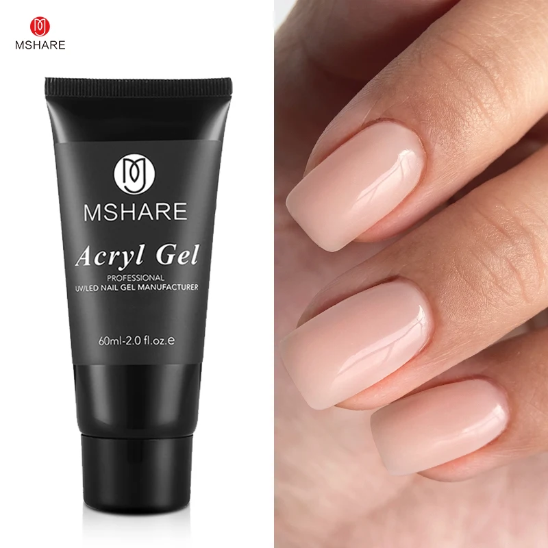 MSHARE Poly Nails Acryl Gel 60ml Builder UV Led Acrylgel Nails Extensions Acrylic Pink White Clear Acrylatic Hema Tpo Free Gel image 3