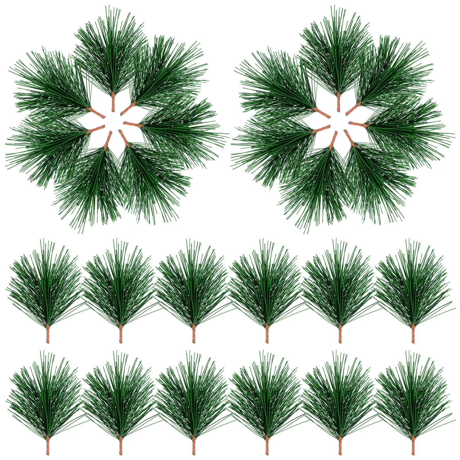 

30 pcs 1 Set Colorfast Simulation Pine Branches Green Realistic Diy Decor Supplies Artificial Pine Needles For Christmas Wedding