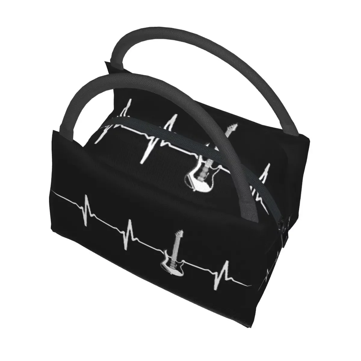 Electric Guitar Heartbeat Insulated Lunch Bag Guitar Print Thermal Tote for Women Children