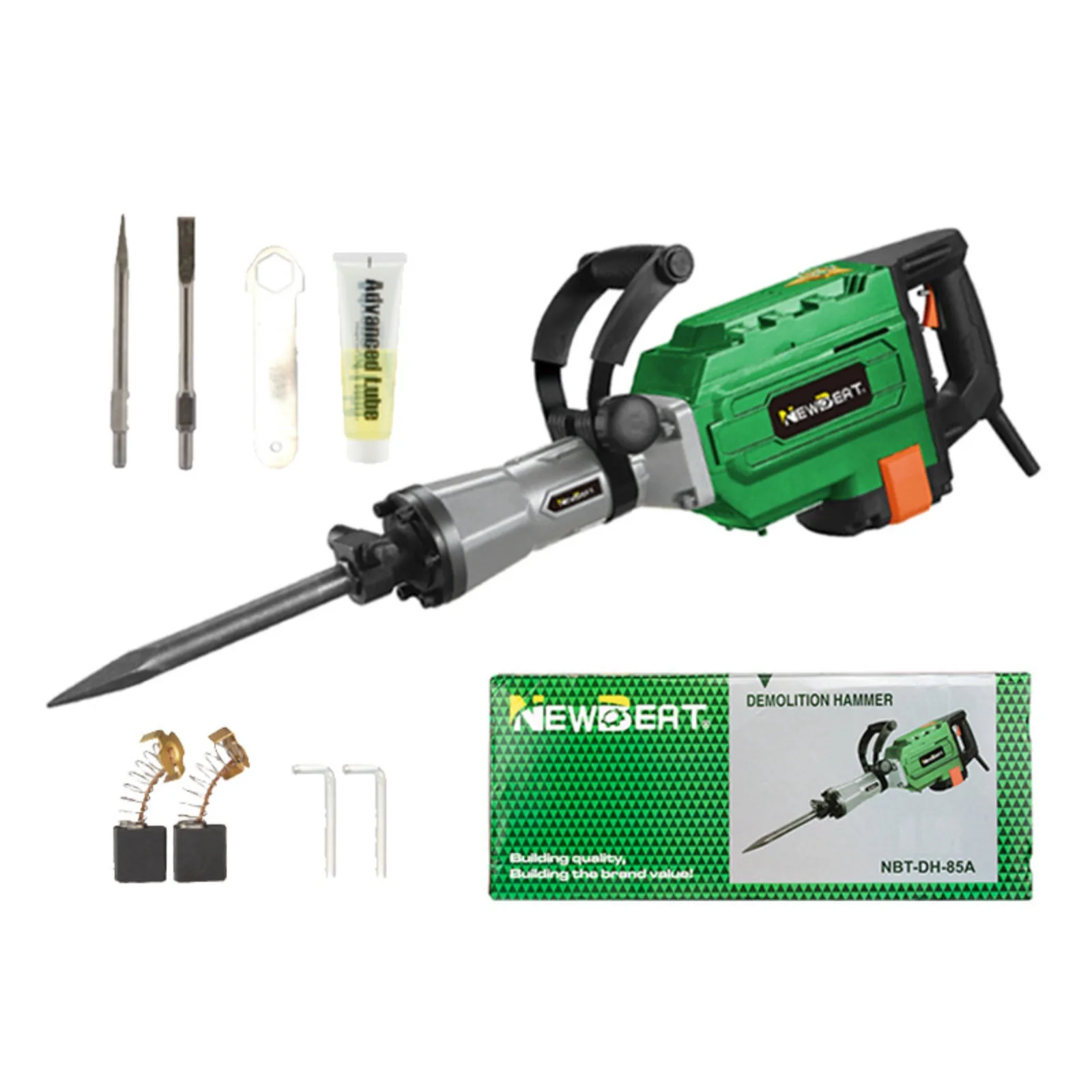 Power tool 3800W Demolition Jack Hammer 55J Electric Concrete Breaker Hammer with 2 Chisel Bits for Trenching and Breaking Holes