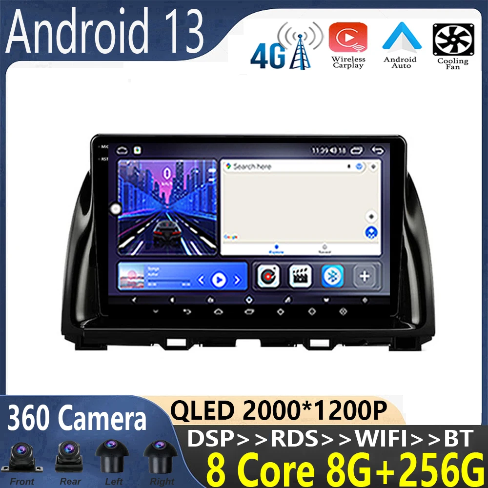 

android 13 For Mazda CX5 CX-5 2012-2015 Car Multimedia Video Player GPS Navigation stereo Carplay WIFI+4G QLED screen