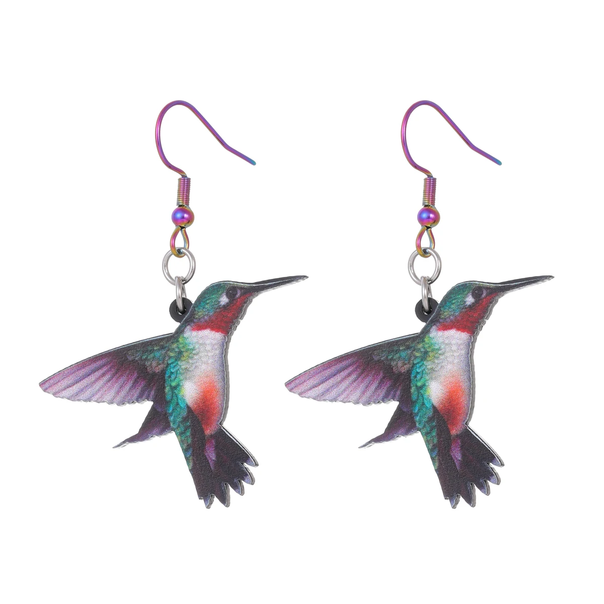 1 cute animal bird earrings, colorful spread wings hummingbird earrings, a perfect personality gift for men and women