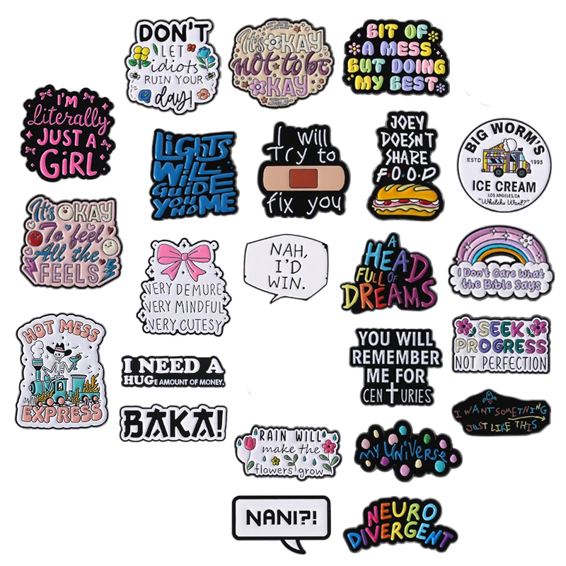 It's Ok Not To Be Ok Enamel Pin Custom Quotes Emotional Support Dumpster Fire Mental Health Brooches Lapel Badge Jewelry Gifts