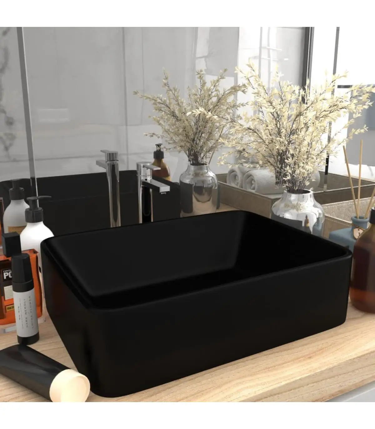 Luxury Matte Black Ceramic Washbasin Washbasins 41x30x12 cm