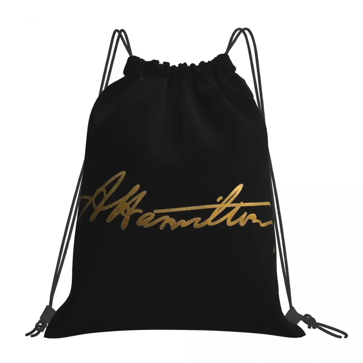 Alexander Hamilton Gold Signature Backpack Casual Portable Drawstring Bag Drawstring Bundle Pocket Sports Bag For Travel Student