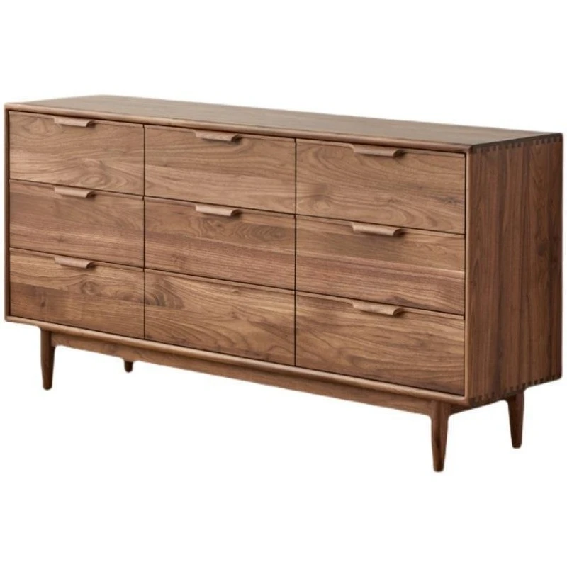 

North American black walnut nine-chest cabinet pure solid wood locker bedroom storage side cabinet retro Japanese living