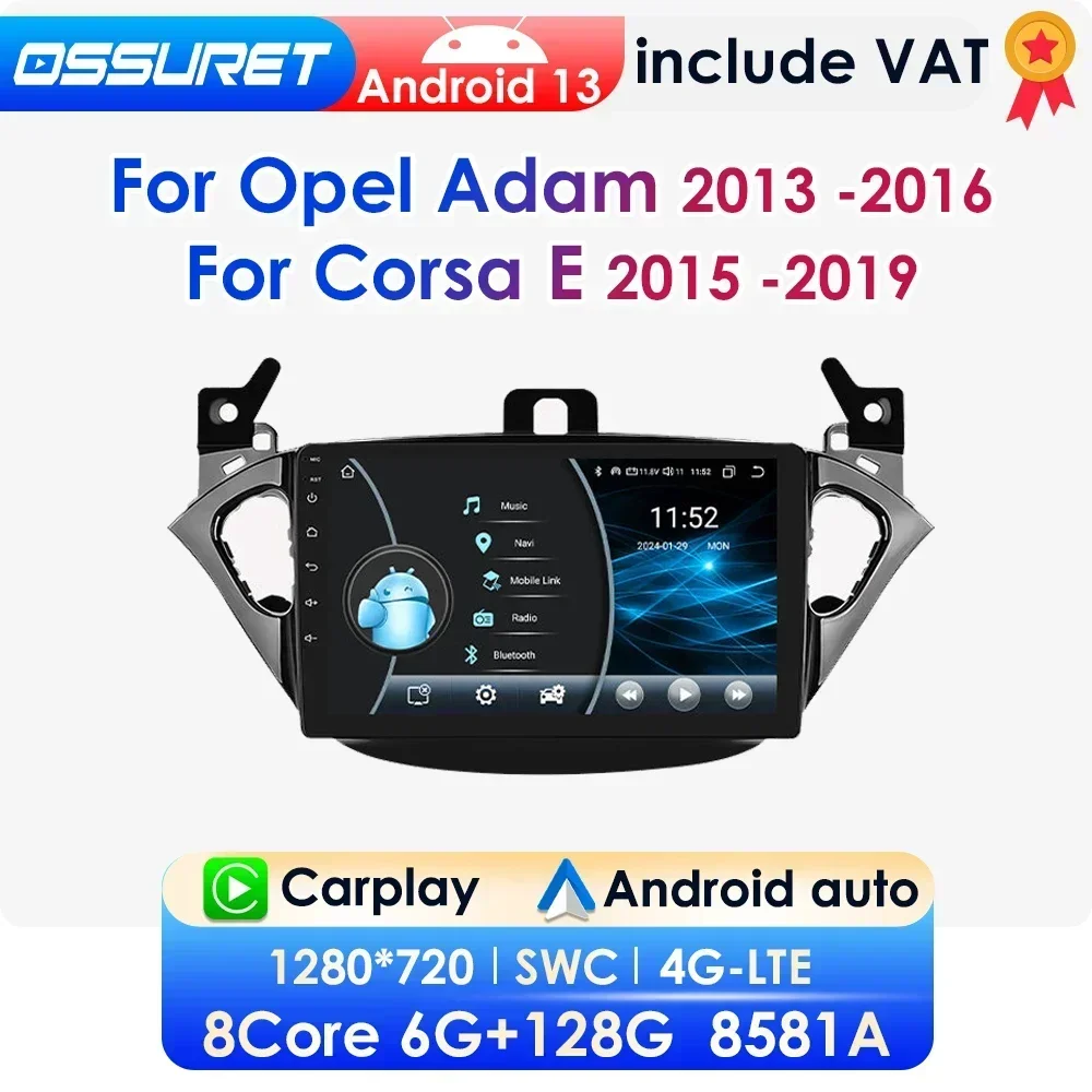 2din Android13 Car Radio for Opel Adam 2013 -2016 for Corsa E 2015 -2019 Car Multimedia Player Auto Carplay autoradio navigatore