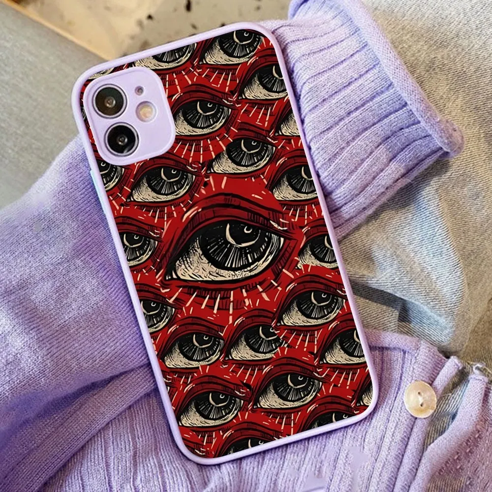 Scary Face Eyes Phone Case For IPhone 14 11 12 13 Mini Pro Max 8 7 Plus X XR XS MAX Translucent Matte Cover