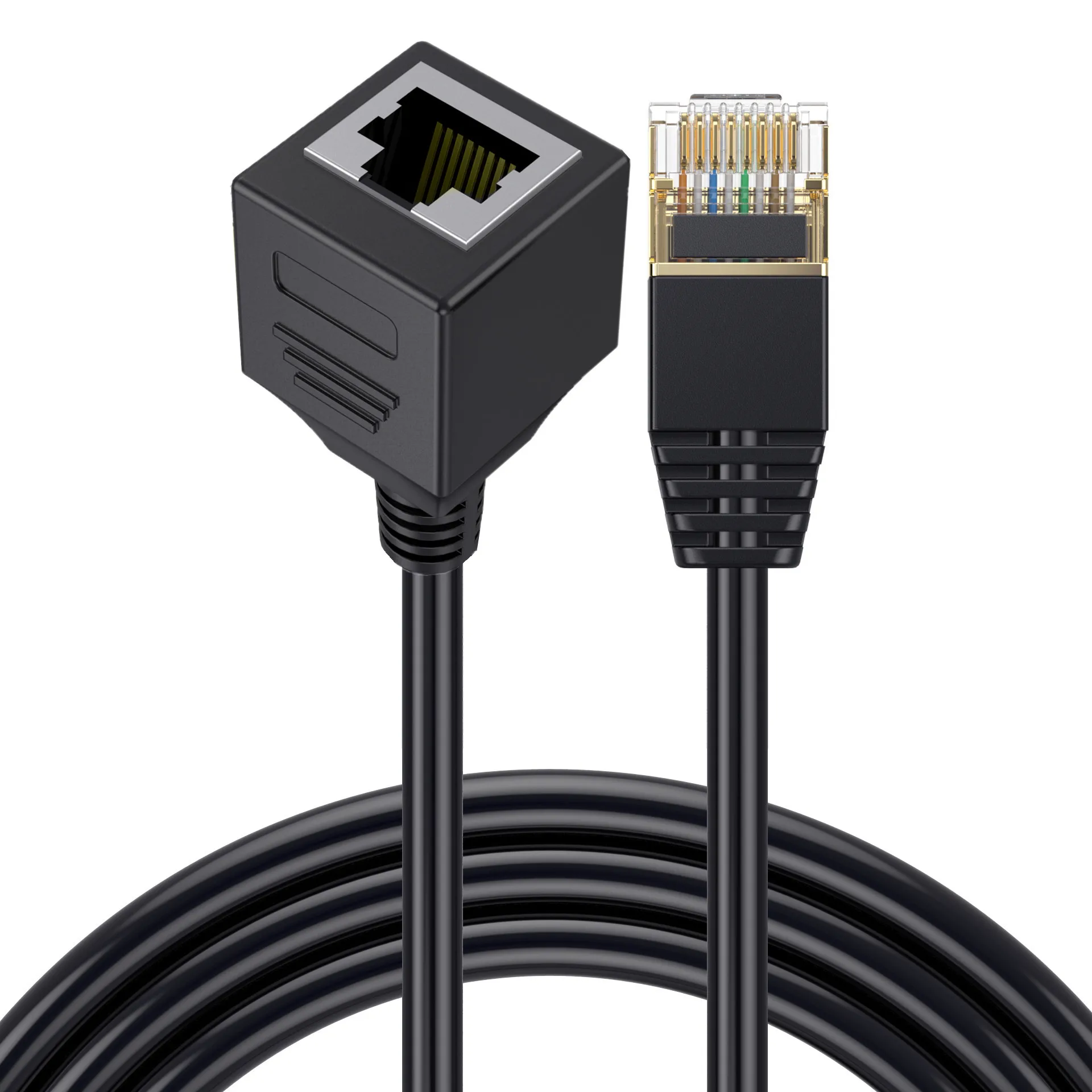 90 Degree Angle CAT8 8Pin RJ45 40Gbps 2000MHz Ethernet Network Extension Cable Male To Female For Laptop PC Router Computer Cord