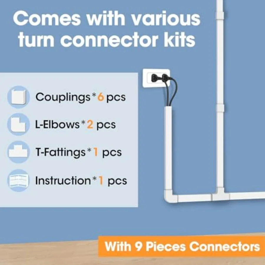116in Cord Hider Kit, Cord Covers for Wires on Wall, Paintable Cable Raceway, Cord Hider for Wall Mount tv, tv Cable Hider Wall - view 4