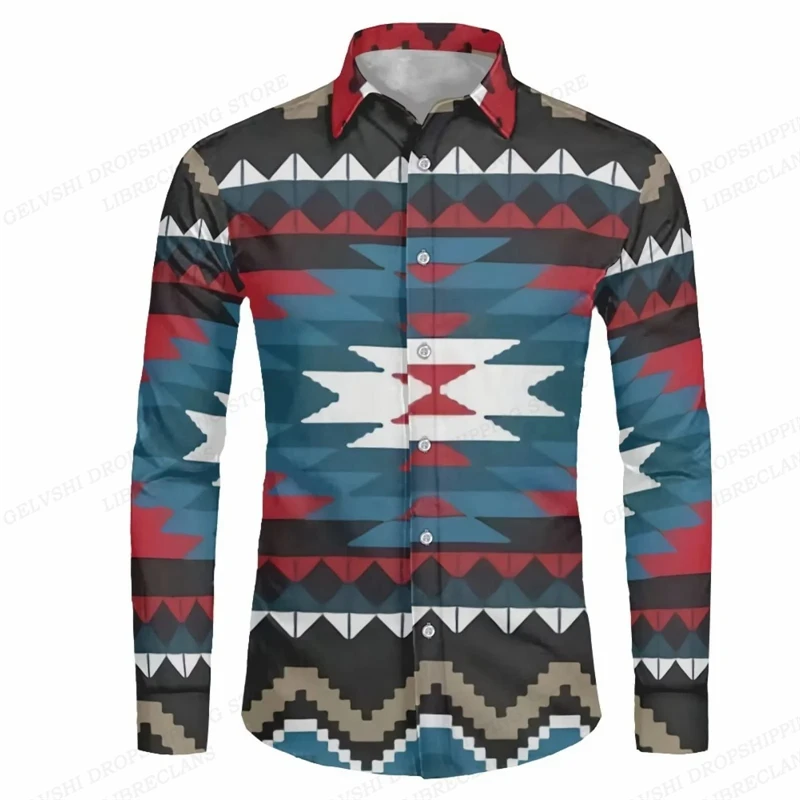 New Men\'s Button Shirt Dashiki African Print Long Sleeve Shirts Tops Traditional Couple Clothes Hip Hop Ethnic Style Clothing