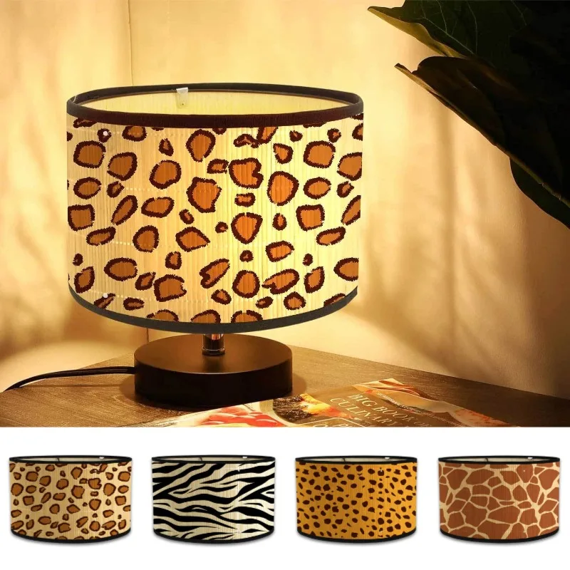 Retro Japanese Homestay Leopard Printed Lampshade Bamboo Crafts Chandelier Lampshade Hotel Home Decor Desk Lamp Light Shade