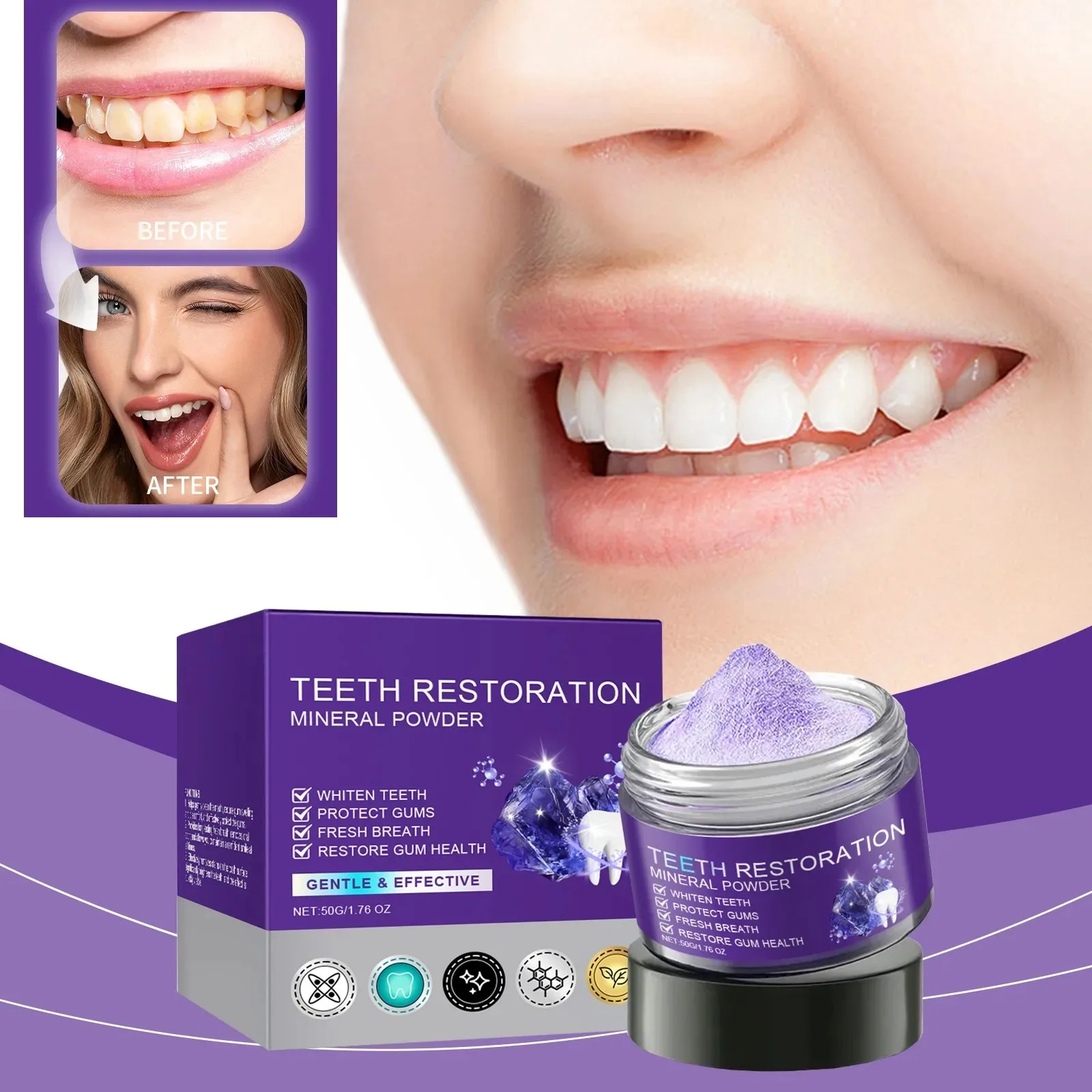 Purple Teeth Whitening Powder – main view