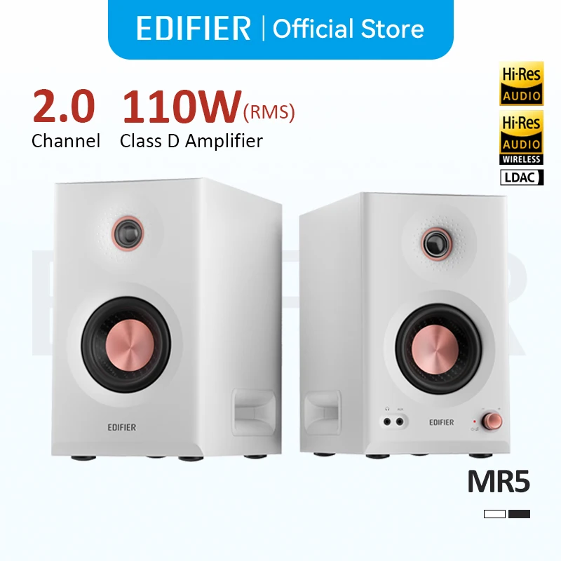 نظام مكبر صوت Edifier MR5 2.0 مزود بتقنية البلوتوث V6.0 LDAC مكبرات صوت عالية الدقة بدون أسلاك 3-Way Active Crossover 110W RMS