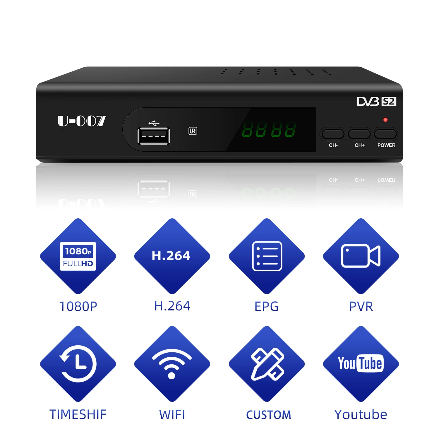 Free to air DVB-S2 satellite receiver,  DVB-S satellite TV receiver, set top box, satellite decoder