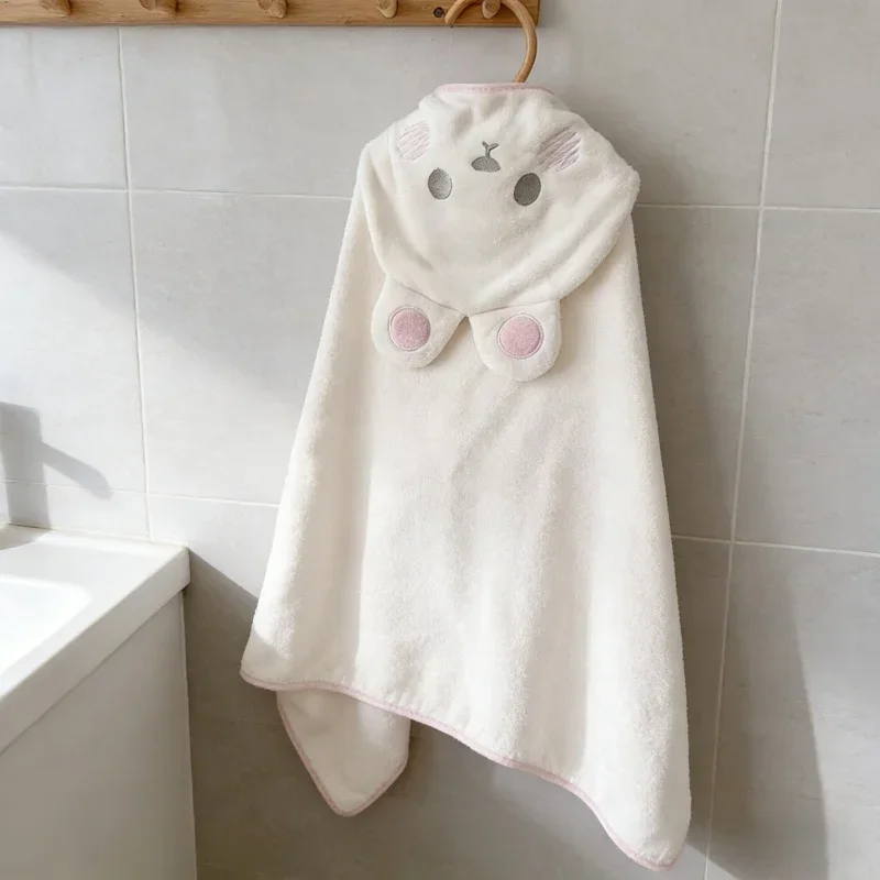 

Cartoon Bear Kids Hooded Bath Towel Thickened Warm Breathable Skin-friendly Absorbent Shower Cloak Baby Non-slip Beach Blanket