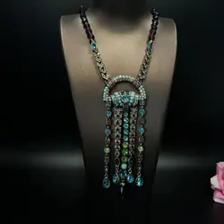 Medieval Jewelry Vintage Heavy Exotic Hollow Tassel Necklace Retro Exaggerated Sweater Chain Necklace