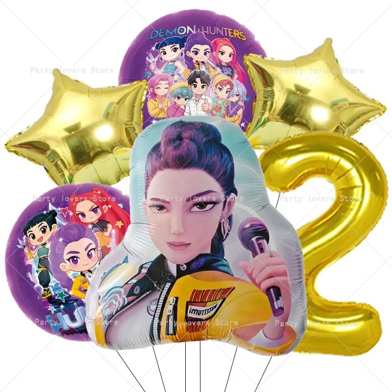 Anime-Figur Geburtstagszahlen 1-9 Ballon-Set Niedliche Party-Deko Luftballons 6 Stück Aluminiumfolie Ballon Deko-Werkzeug Foto-Requisiten Geschenk