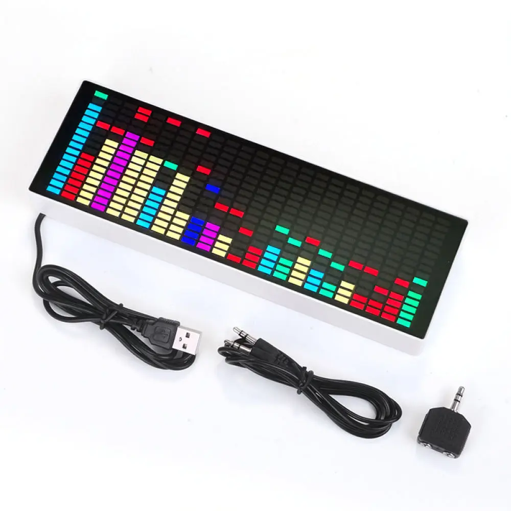 For HQXRTEK Desk Clock RGB Sound Control Rhythm Light LED Music Spectrum Visualizer Colorful Atmosphere Decor Indicator