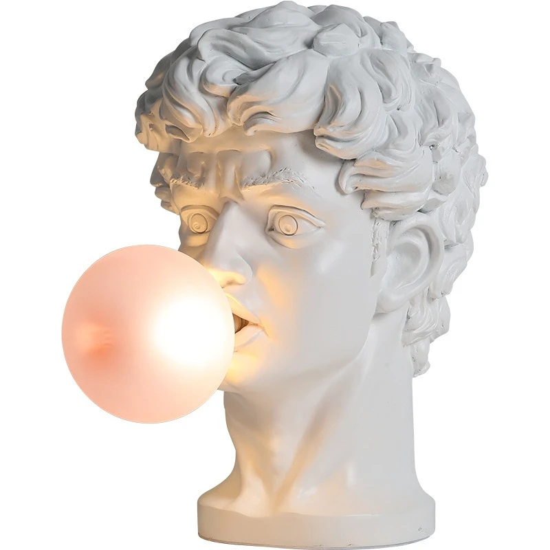 

Creative sculpture David blowing bubble table lamp ornament living room exhibition hall villa