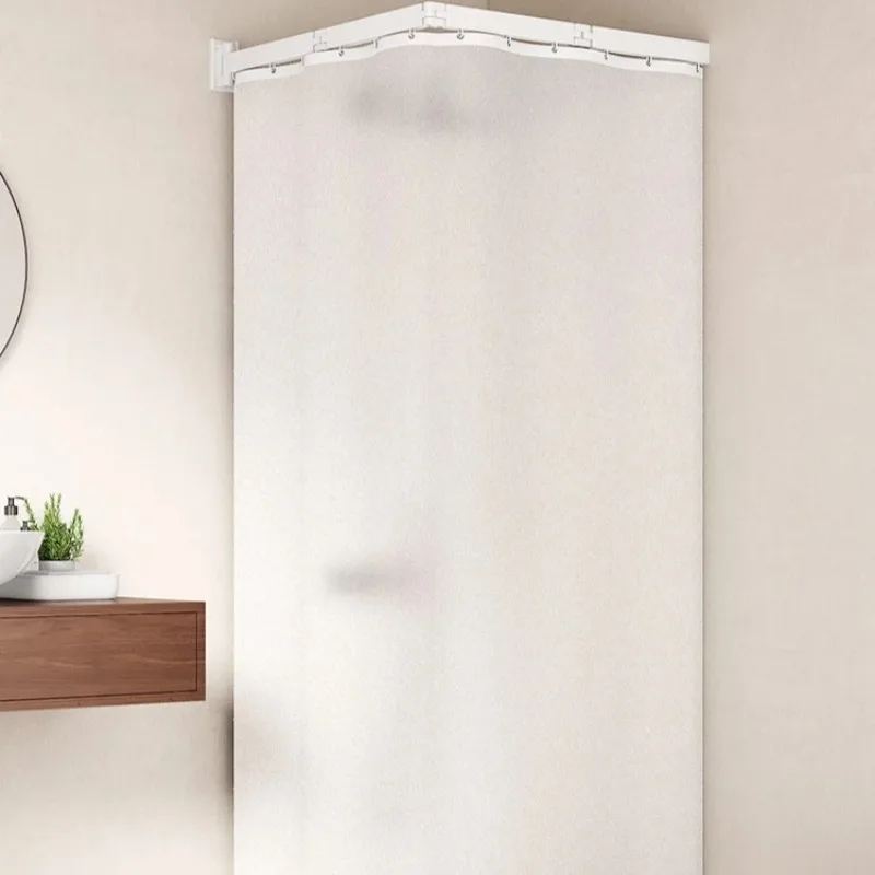 

‌No Drill Foldable Shower Curtain with Suction Cups - Waterproof Bathroom Partition for Wet Dry Separation, Anti-Mildew Screen