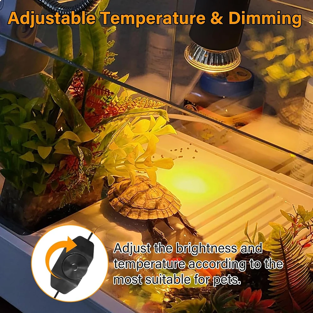 50W UVA UVB Reptilienwärmelampe Simuliertes Sonnenlicht Dimmbare Heizlampe für Schildkröte Eidechse Schlange Beared Dragon Amphibien – Detail 8