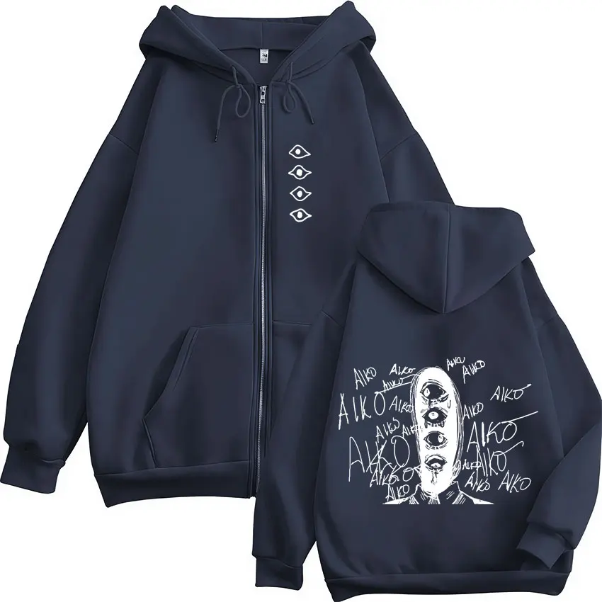 Oyasumi Goodnight Punpun Aiko Tanaka Manga Reißverschluss-Hoodies für Männer und Frauen, modische, übergroße Sweatshirts mit Reißverschluss, Jacken, Mäntel – Detail 4
