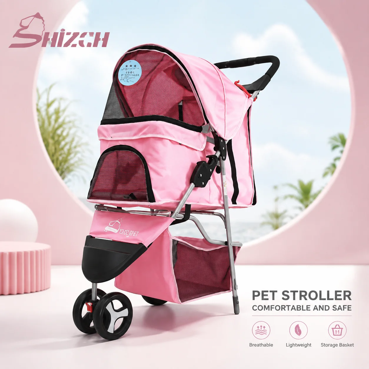 Lightweight Outing Small And Medium-sized Pet Stroller Four Seasons Universal Dog Cat Stroller Foldable Tricycle Cage Pet