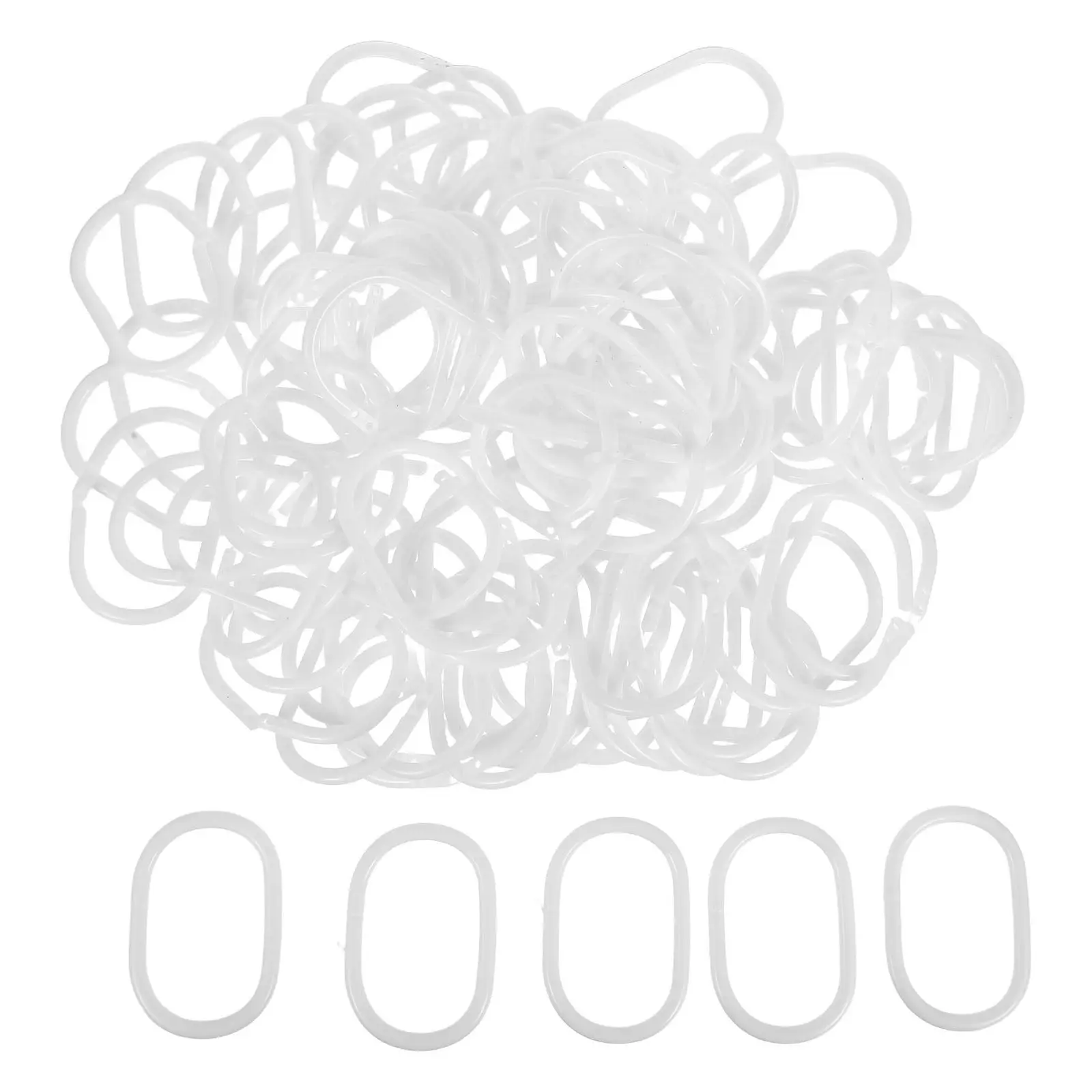 100Pcs Window Curtain Hooks Plastic Shower Rings White Easy Snap Closure Gliding Shower Curtain Hooks Bathroom Drapery Rings