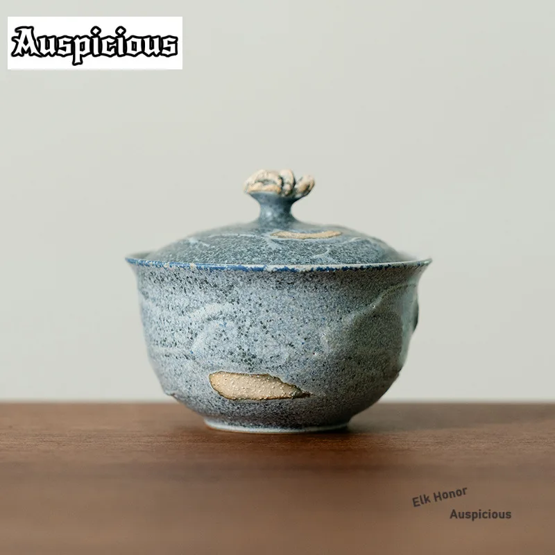 

110 мл зеленая глазурь из песчаника, простая традиционная гавайская чайная варенька, чайная чаша с крышкой, комплект для приготовления чая, крышка, чаша, чайная посуда, подарок, ремесло