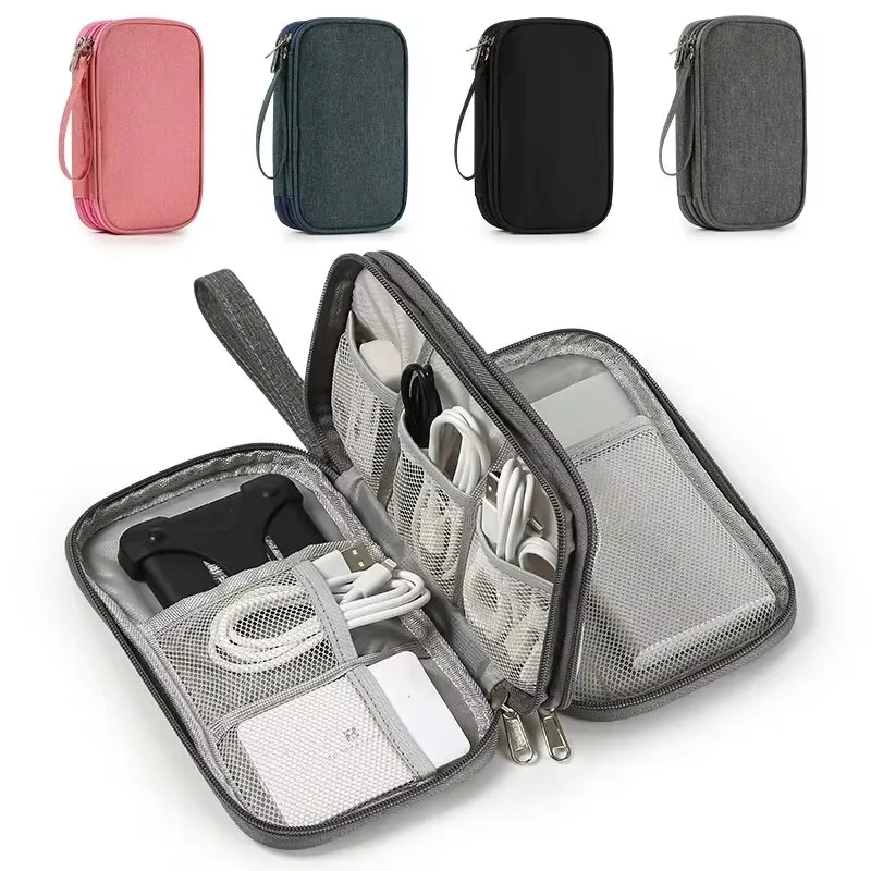 

1pcs Travel Portable Digital Product Storage Bag USB Data Cable Organizer Headset Charging Treasure Box Bag Pink/Grey/Black/Navy