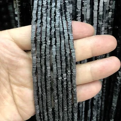 15in 3mm matte black hematite beads natural stone quartestone square beads Jewelry bracelet making accessories DIY