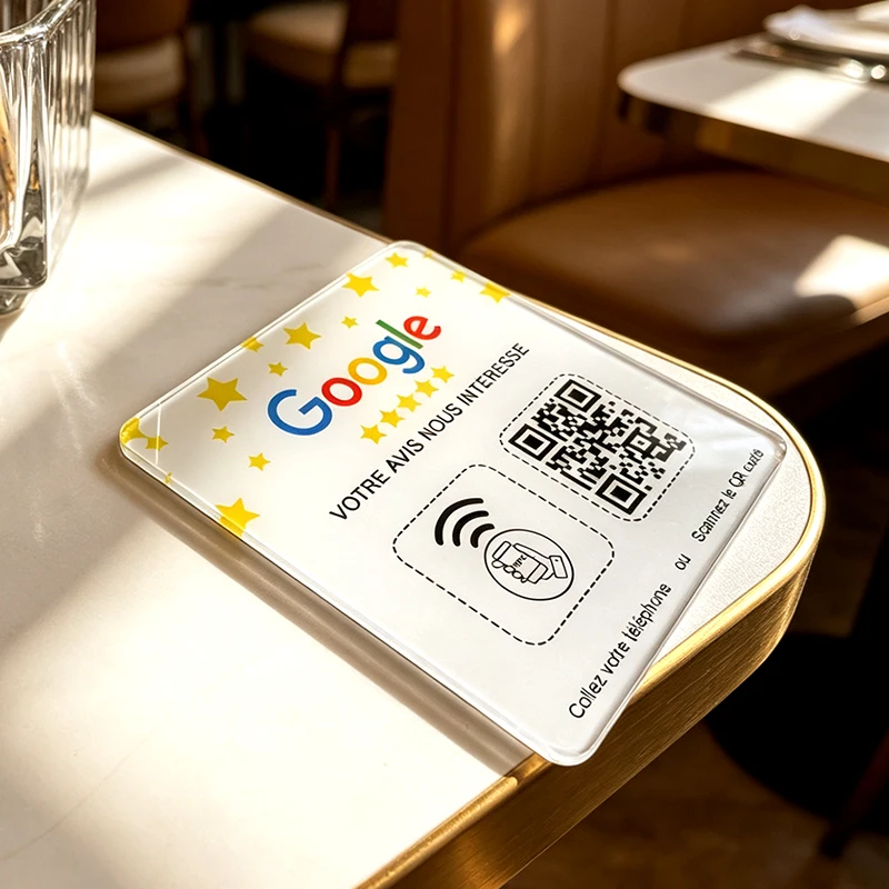 Customizable Google Review QR Code NFC Sign with Adhesive Backing for Business Shop Promotion