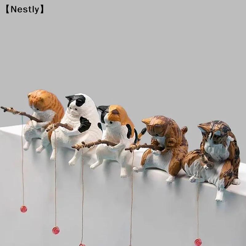 Fish Tank Fishing Cat Hanging Creative Landscape Office Ornaments Fishing Fun Mini Decorative Micro-Landscape〔Nest〕