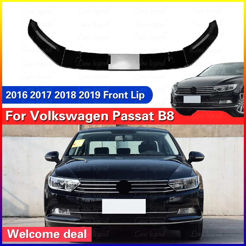 For Volkswagen Passat B8 2016 2017 2018 2019 Front Bumper Lip Spoiler Splitter Diffuser European Version Car Body Kit Tuning