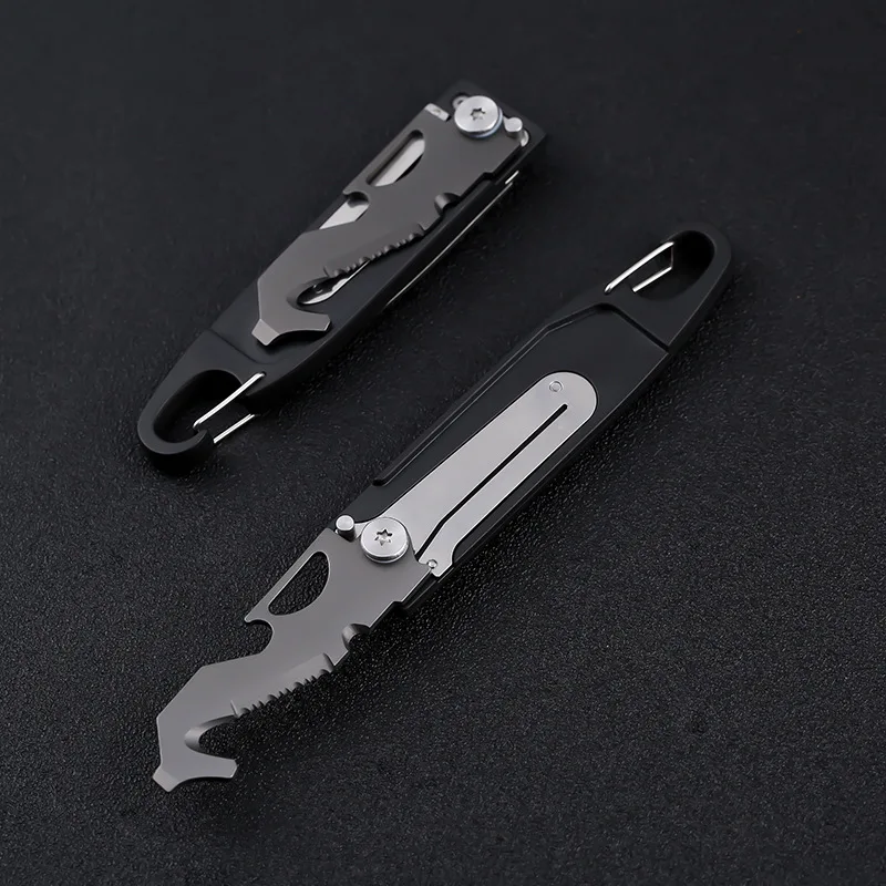 seahorse rope cutter screw serrated knife Multi functional keychain stainless steel folding knife camping survival knife