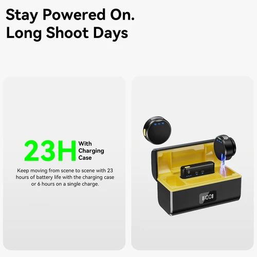 Imagen 2 del producto Micrófono Inalámbrico de 100M para Teléfono, Micrófono Lavalier Magnético Profesional con Caja de Carga y Reducción de Ruido para Grabación