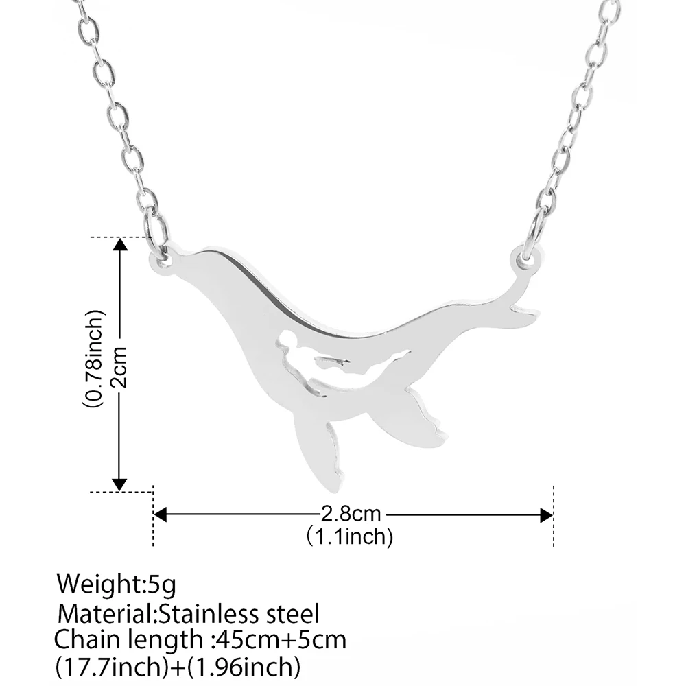 Stainless Steel Necklaces Bohemian Cartoon Whales Pendant Clavicle Chain Cute Fashion Necklace For Women Jewelry Birthday Gifts