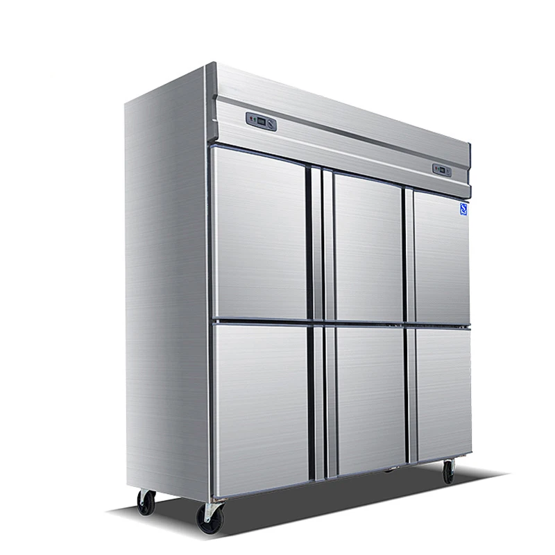 Réfrigérateur-Congélateur Commercial Grande Capacité 2, 4 ou 6 Portes, Double Température, Vertical, avec Compartiment Crisper