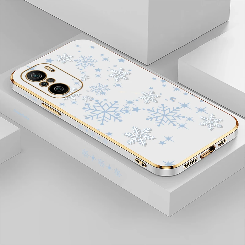 Luxury Cute Snowflake Case For Xiaomi Redmi K30S K20 Pro K40 Gaming K30 Extreme K40 Pro Plus K30i K60 K50 Ultra Plating Cover