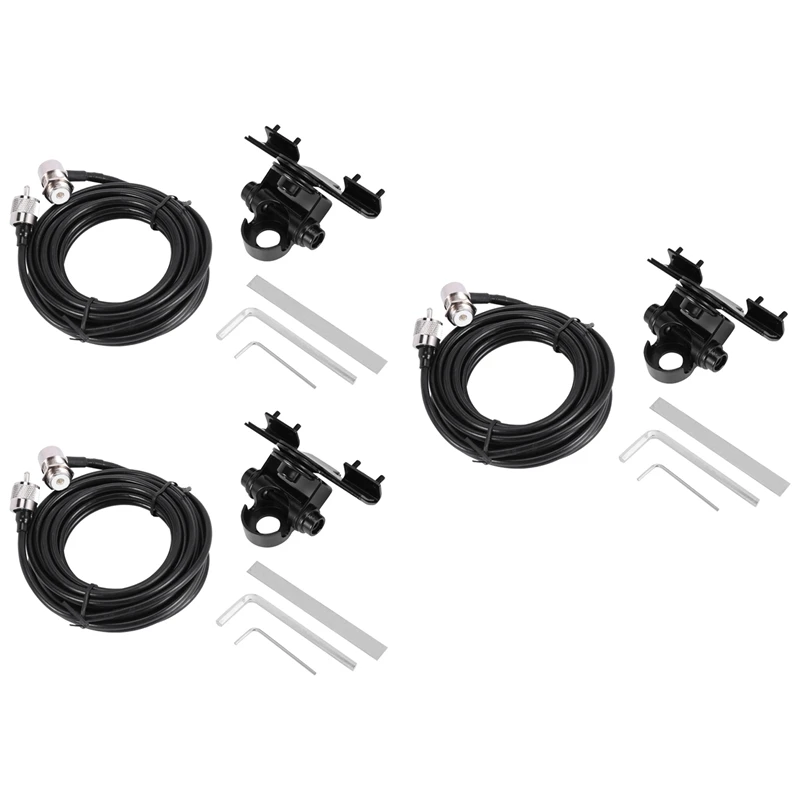 3X RB-400 Car Antenna Mount Bracket + 5M PL259 Connector Extend Cable Feeder Cable For Mobile Radio TH-9800