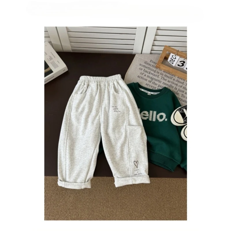 

Boys Sweatpants 2025 Autumn Korean Style Kids Clothes Casual Soft Comfortable Sports Trendy Straight Leg Pants
