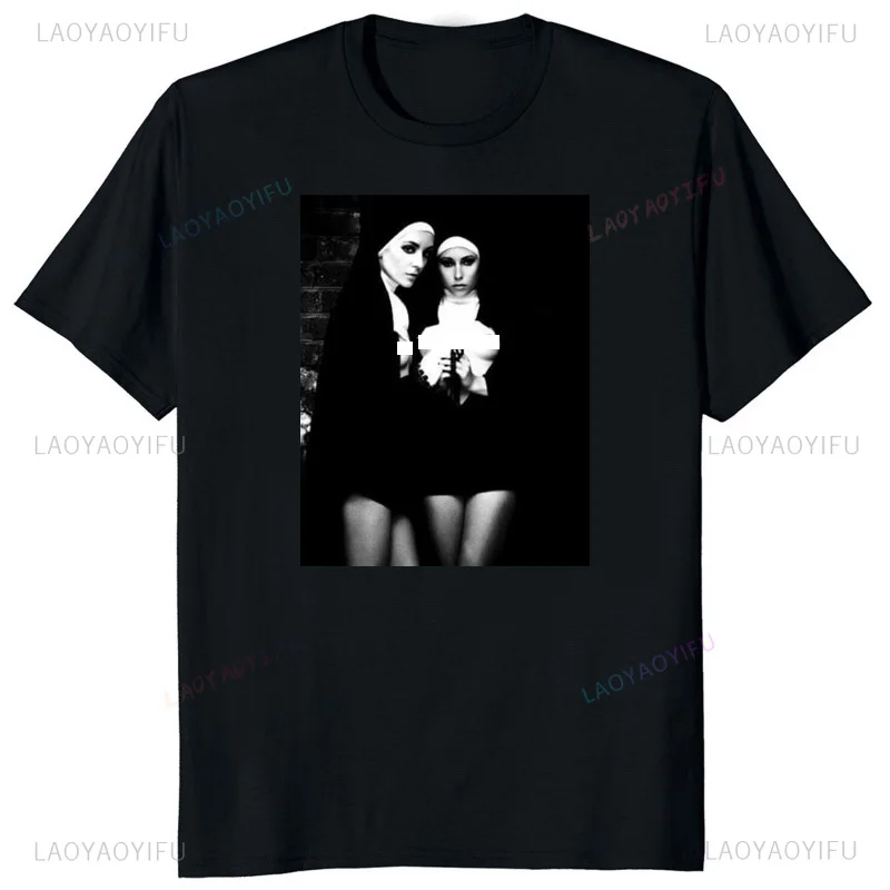 Sexy Nun Nonne Religious Use Satanic Church Anton Lavie Satanic Mystery Gothic Tshirt Hentai Men TShirt Girl Fashion Cotton Tops