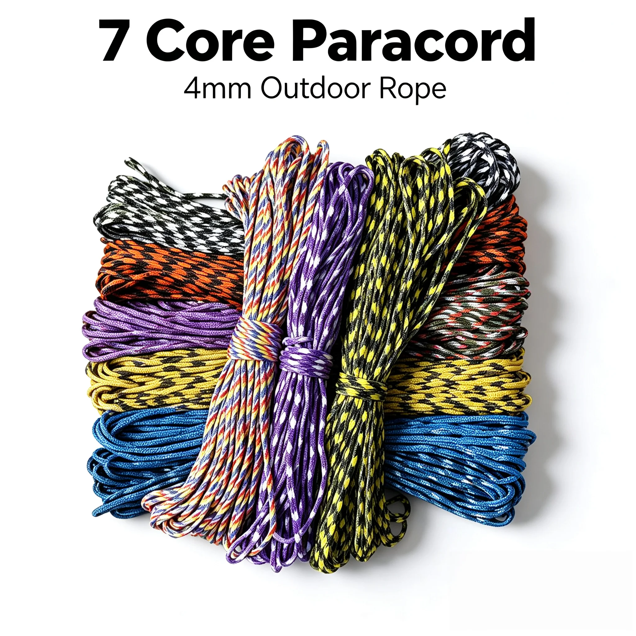 30M 7 Core Paracord Multiple Colors Outdoor Rope for Camping Tent Reinforcement Backpack Bundling DIY Bracelet Weaving