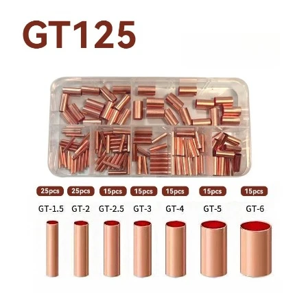 125/250Pcs Copper Connection Tube Terminal Connect and Protect The Connection Wire Ferrules Kit  Copper Crimp Connector