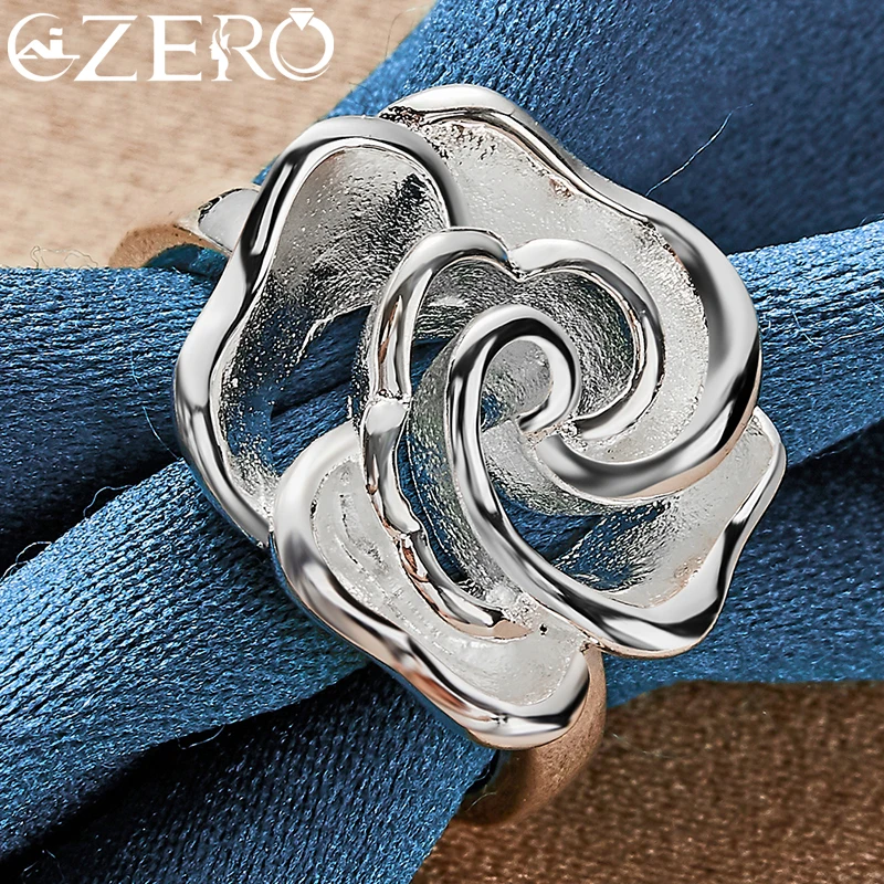 ALIZERO 925 Sterling Silver Rose Ring for Women Wedding Rings Engagement Band Fashion Party Charms Jewelry Valentine\'s Day Gift