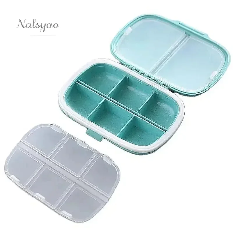 Mini Portable 8 Grids Pill Box Travel Medicine Organizer Wheat Straw Sealed Tablet Storage Dispenser Case