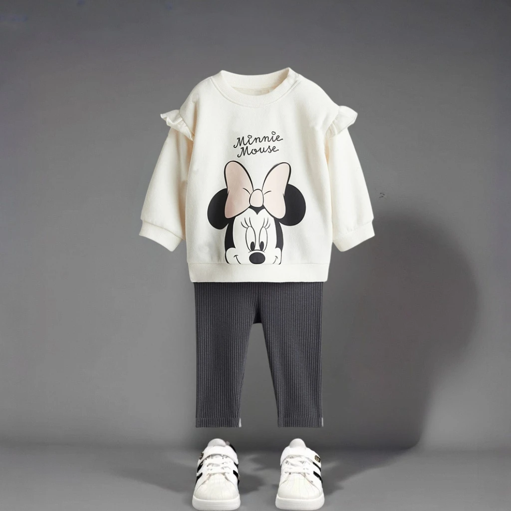 Autumn New Children Clothes Long Sleeve Suit Printed Cartoon Minnie Baby Girls Casual Tracksuits Kids Hoodie + Leggings 2pc/set image 5