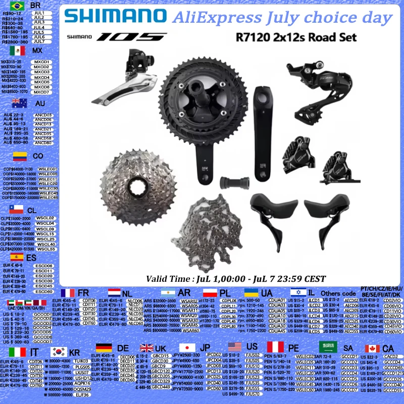 Shimano R7120 2x12s Road Group R7100 Crankset Brake R7170 Shifter R7120 Hydraulic Disc Brake CN M7100 R7100 Derailleur Groupset